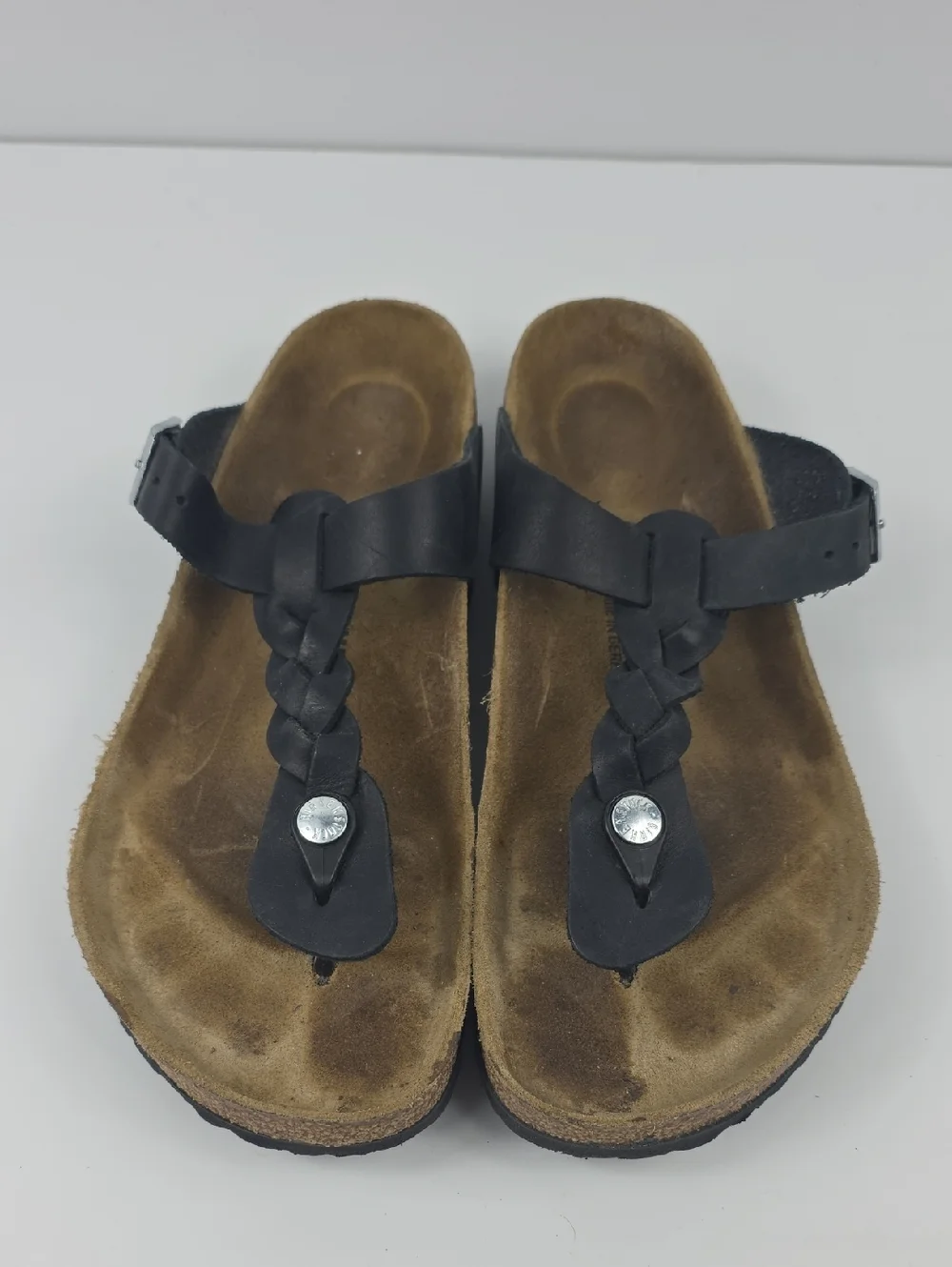 Birkenstock Gizeh Braided Black Leather Women's Sandals Size 9‎